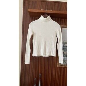Club Monaco Cream Ribbed Turtleneck Long Sleeve Sweater Size S